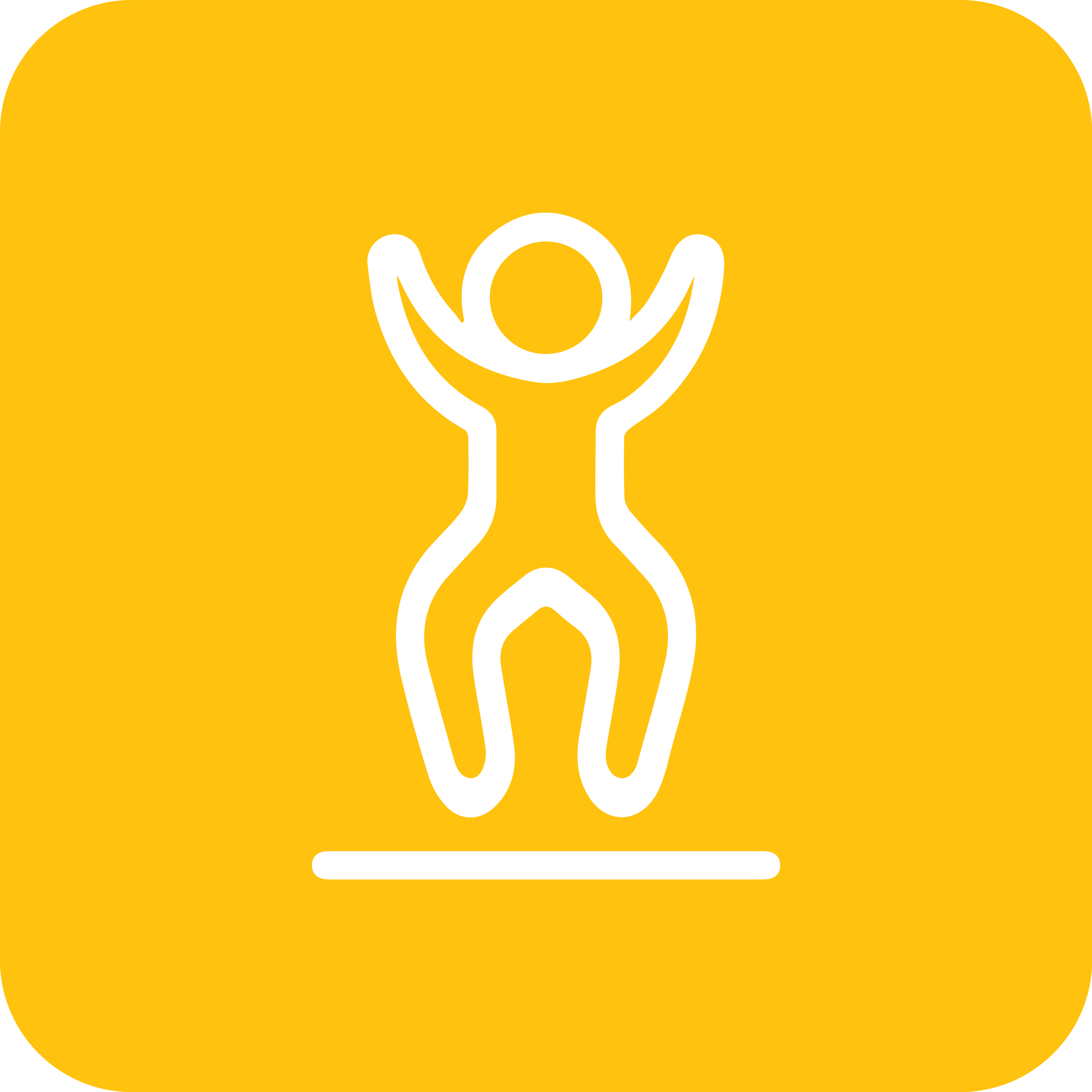 Icon of a person jumping on a yellow background